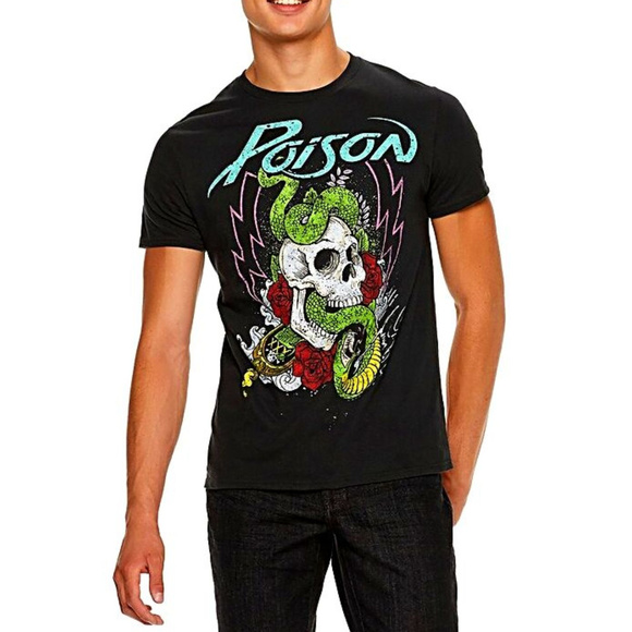 Poison Other - Poison Colored Tattoo Logo metal rock Official cotton T-Shirt 3XL NWT